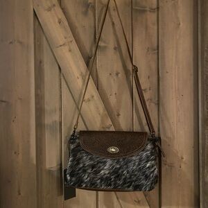 Myra Bag Procrastination Leather & Hairon Fur Bag Purse crossbody bag NWT